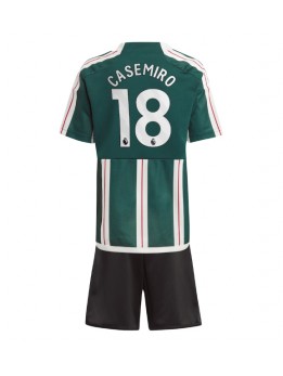 Billige Manchester United Casemiro #18 Bortedraktsett Barn 2023-24 Kortermet (+ Korte bukser)